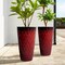 23.75"H Set of 4 Oversized Wavy Texture Red Tall Plastic Planter
